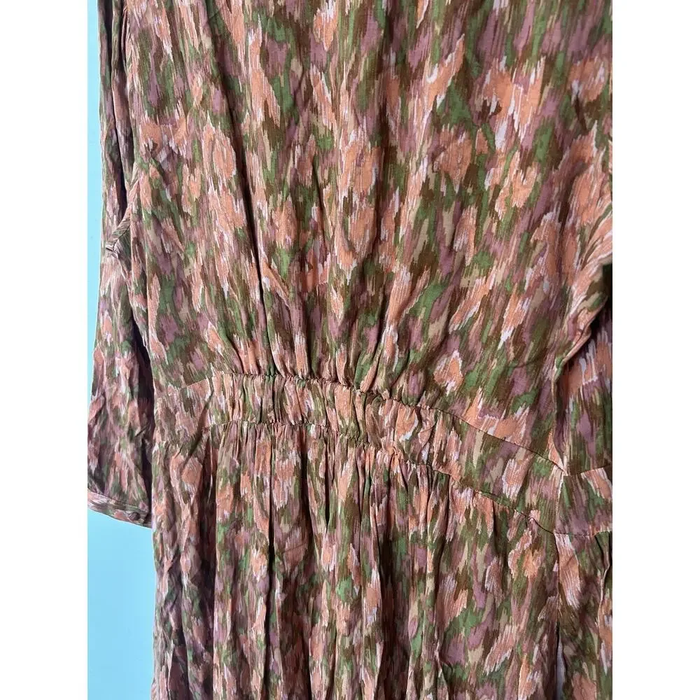 NWT Downeast Ziggy Tie Dress Midi Abstract Print Size‎ XL Romantic Modest Button